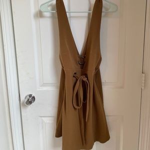 Tan Free People Low Cut Dress